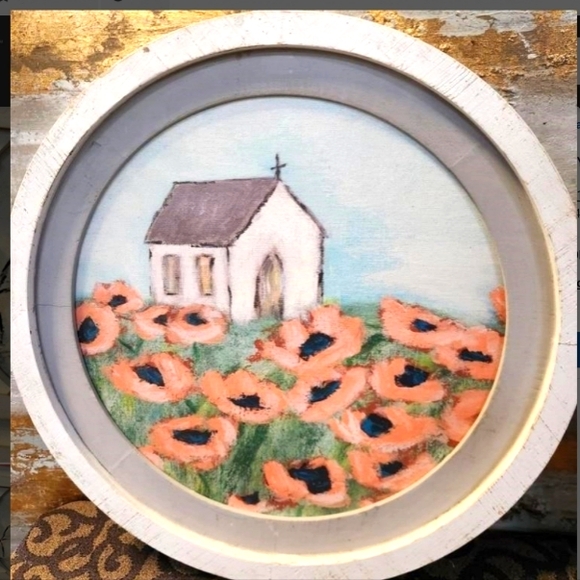 20" Round Wall Décor, Poppy Church ©Tawnya Norton~Brand New - Picture 2 of 3